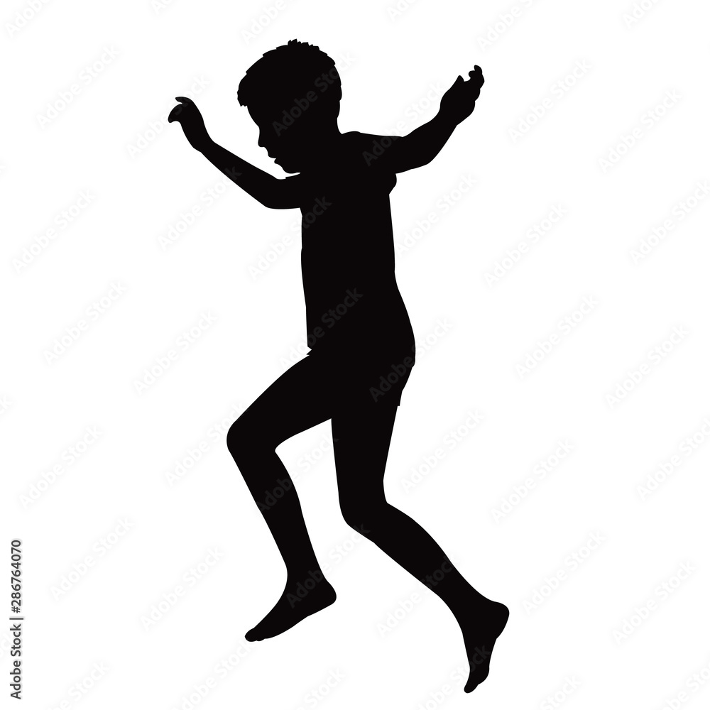 a boy jumping silhouette vector