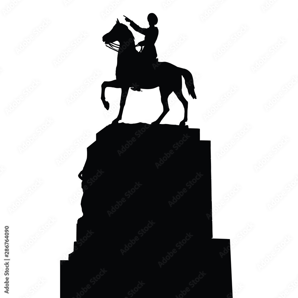 Naklejka premium Silhouette vector of the ataturk statue, that located in Izmirturkey