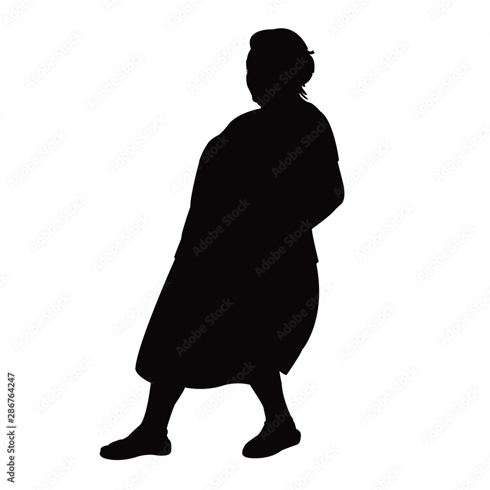 an old fat woman walking body silhouette vector an old fat woman walking body silhouette vector
