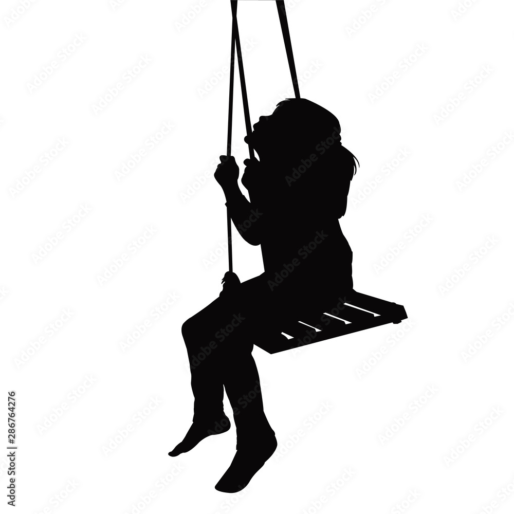 Naklejka premium a girl swinging silhouette vector