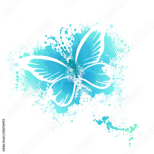 Butterfly abstract with stains of paint. Vector illustration
