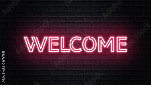 red neon video animation welcome