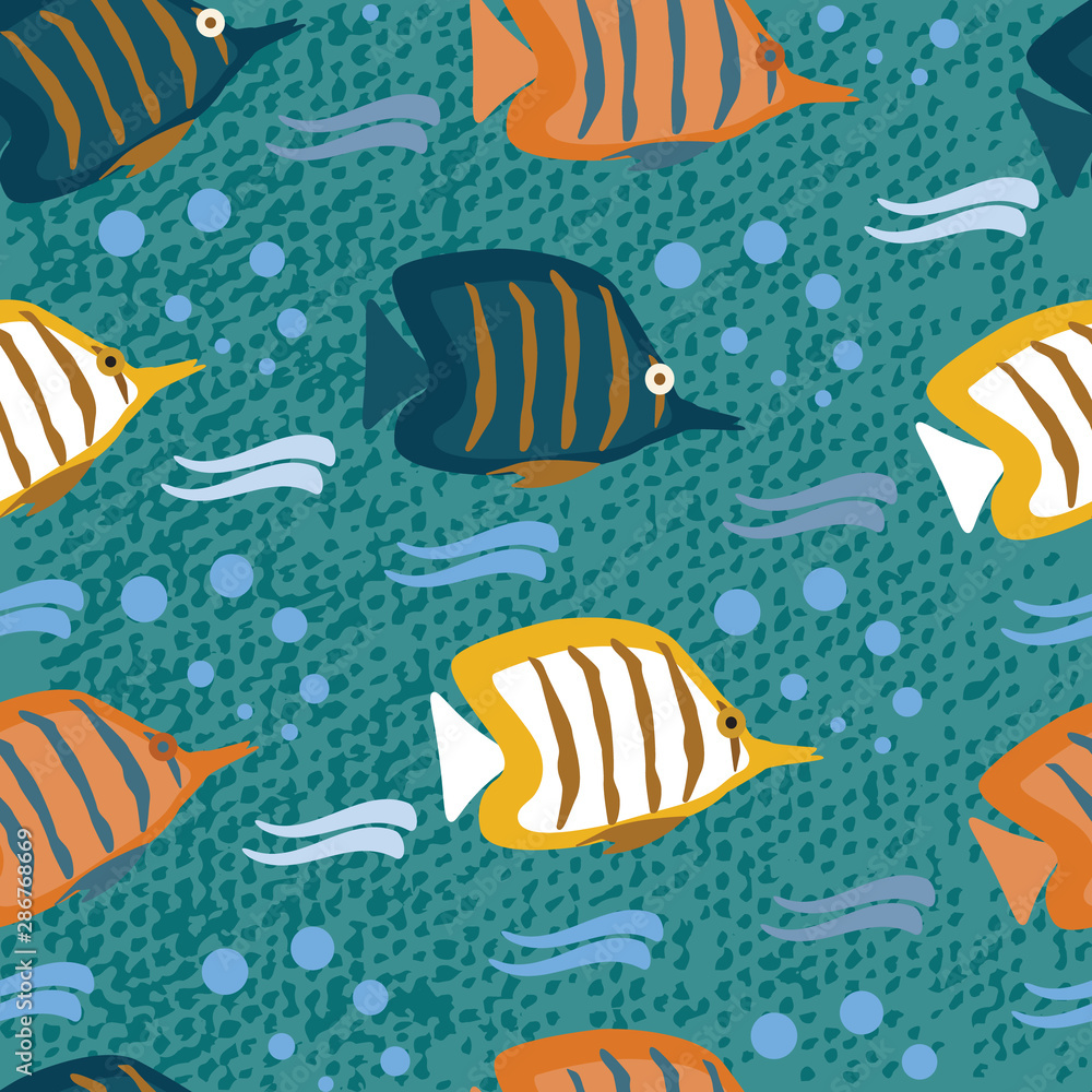 seamless repeat pattern with colorful fishes seamless repeat pattern with colorful fishes