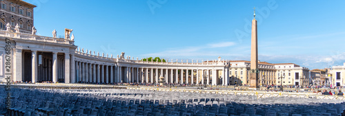 St Peters Square with Egyptian Obelisk, Vatican City, Rome, Italy. Panoramic shot
