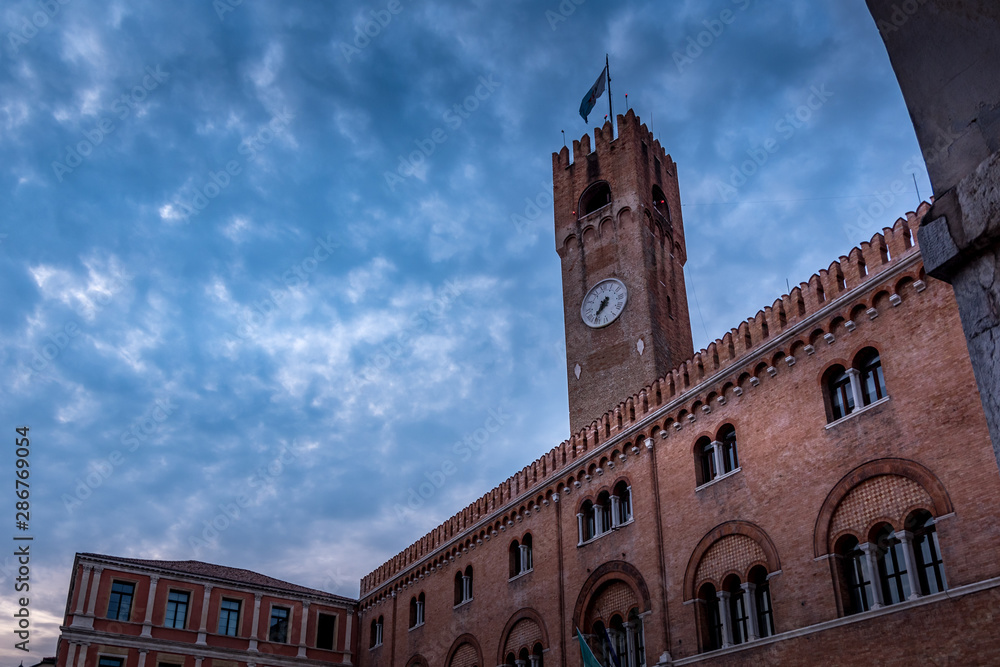 Front view of the Prefettura di Treviso building,  Veneto, Italy.