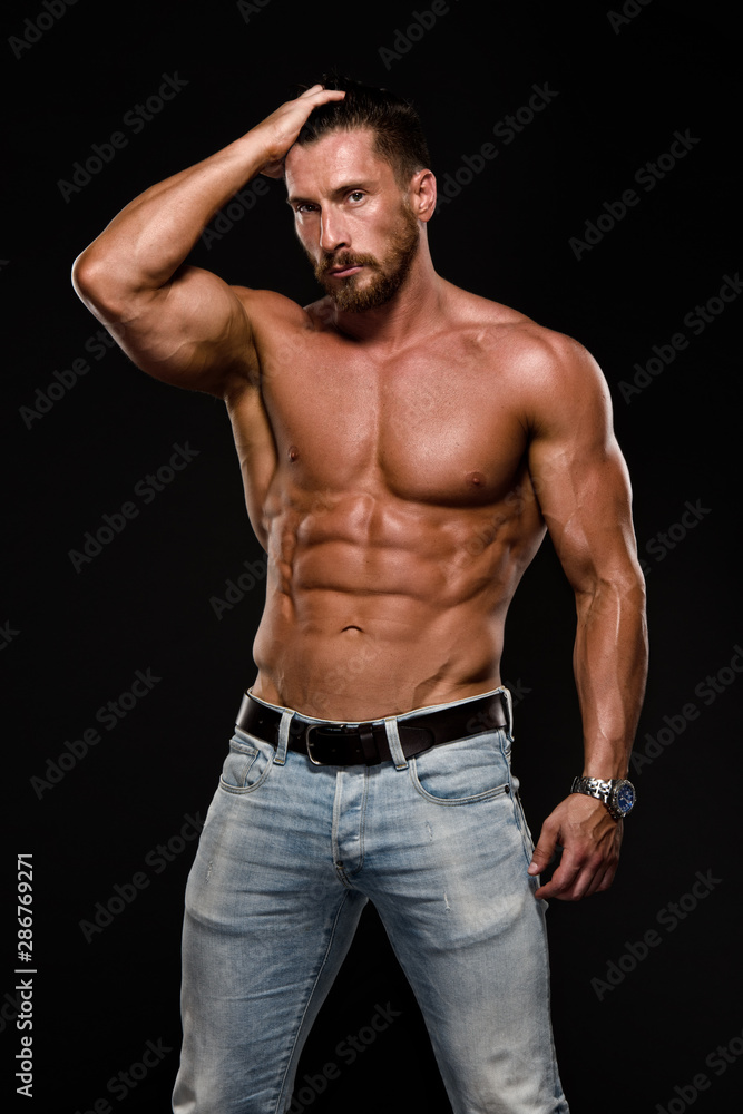 Handsome Muscular Shirtless Men in Jeans