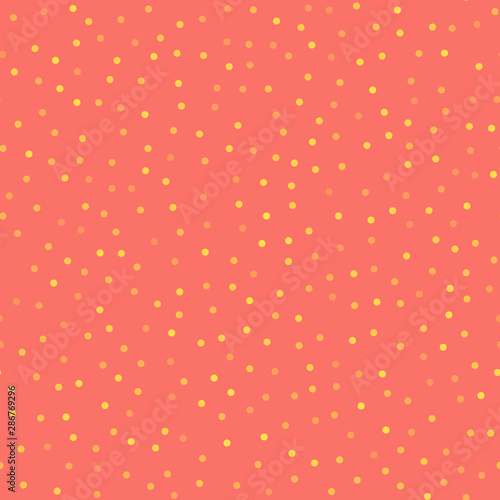 Vector illustration, abstract dotted textural seamless pattern. Perfect for neutral backgrounds for web sites banners, polygraphy designs etc. Cute living coral color, the trend of 2019.