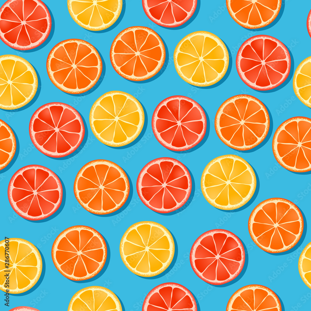 Naklejka vector illustration of seamless background with citrus