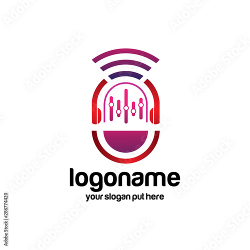 Modern podcast logo design template