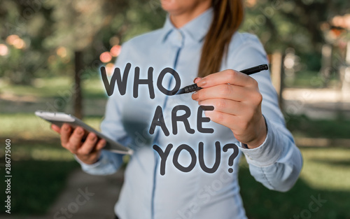 Obraz na plátne Conceptual hand writing showing Who Are You question