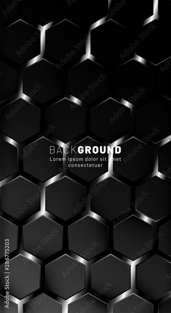 Vertical hexagon background. Gradient color light pattern with dark background technology style. Honeycomb. Vector illustration of light. Vertical hexagon background. Gradient color light pattern with dark background technology style. Honeycomb. Vector illustration of light.