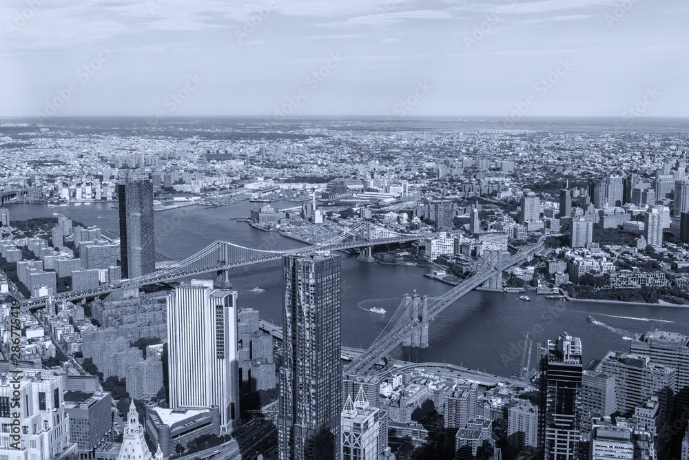Manhattan aerial View with its bridges, Brooklyn Bridge and Manhattan Bridge Manhattan aerial View with its bridges, Brooklyn Bridge and Manhattan Bridge