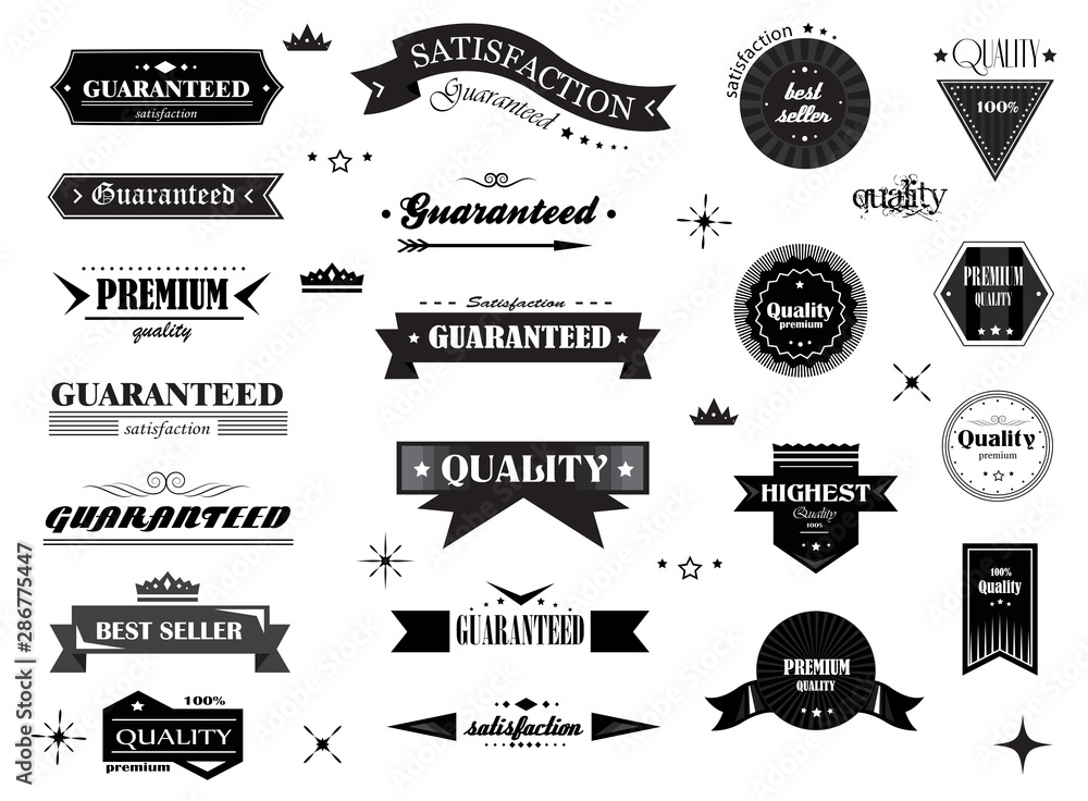 Retro Banner And Ribbon Design Elements. Retro Banners And Labels In Vintage Style Isolated On White Background. Vector Set For Ribbon Logo, Label, Banner And Sticker. Icons for Badge, Stamp And Seal Retro Banner And Ribbon Design Elements. Retro Banners And Labels In Vintage Style Isolated On White Background. Vector Set For Ribbon Logo, Label, Banner And Sticker. Icons for Badge, Stamp And Seal