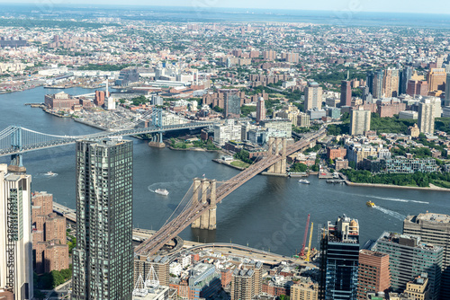 Manhattan aerial View with its bridges, Brooklyn Bridge and Manhattan Bridge © dade72