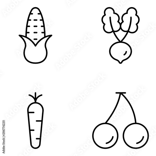 Veggie Garden Line Icon Set