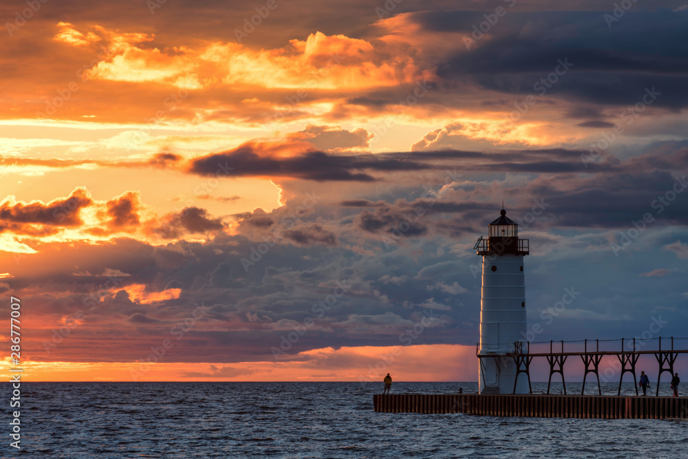Sunset at the Manistee North Pier Light Sunset at the Manistee North Pier Light