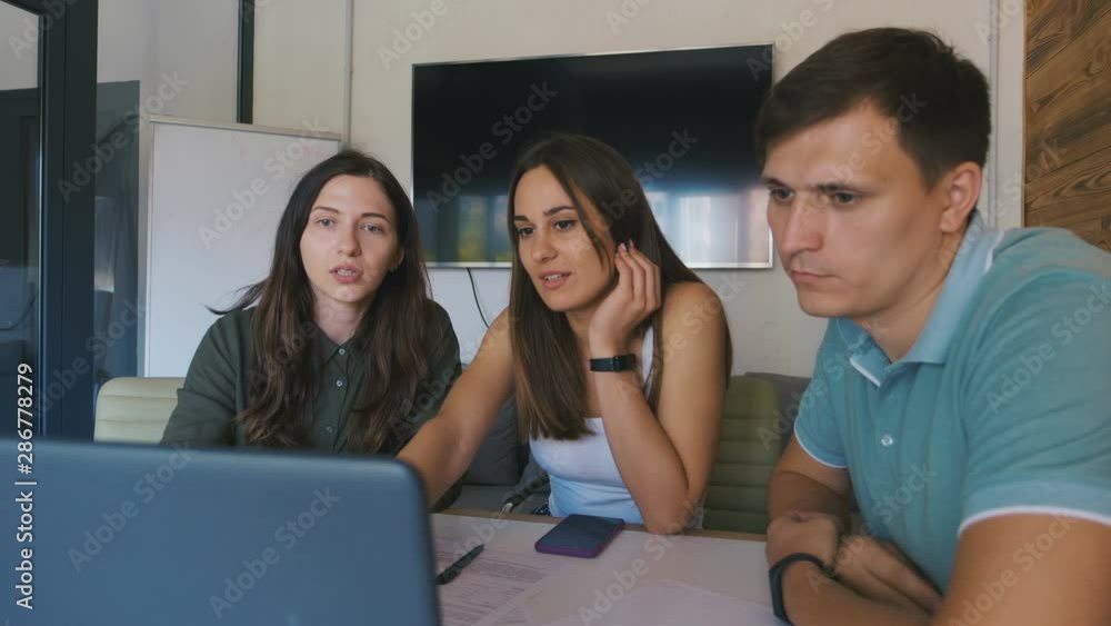 Business people crew working with new startup project in modern loft. 4k Business people crew working with new startup project in modern loft. 4k