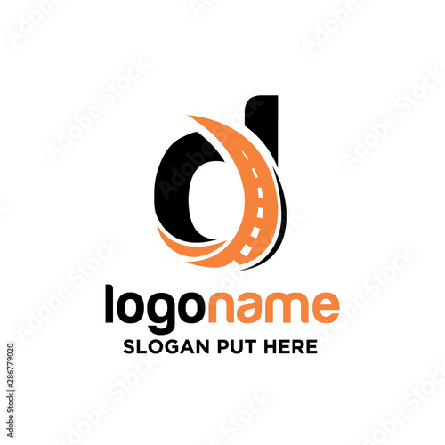 D Letter asphalt logo design template for transport business