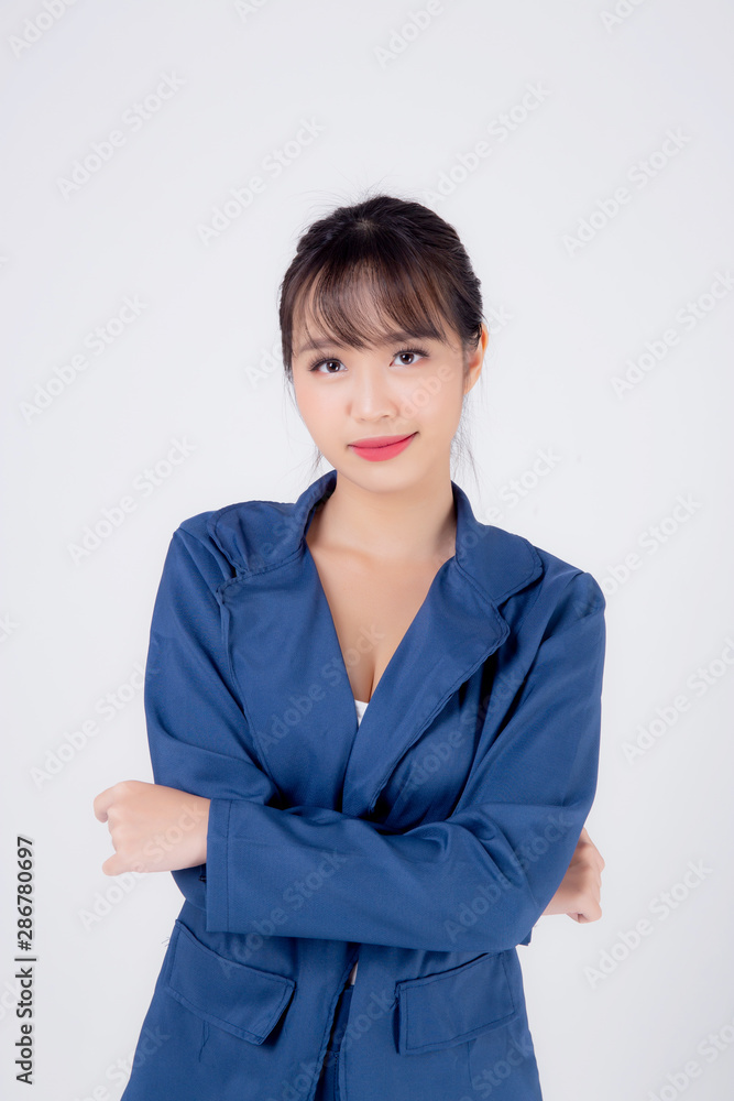 beautiful portrait young business asian woman standing with confident isolated on white background, asia businesswoman career secretary or accountant work success with smiling and happy. beautiful portrait young business asian woman standing with confident isolated on white background, asia businesswoman career secretary or accountant work success with smiling and happy.