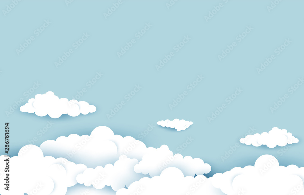 Beautiful clouds on pastel blue sky background. Soft and clean background design in EPS10 vector illustration. Beautiful clouds on pastel blue sky background. Soft and clean background design in EPS10 vector illustration.