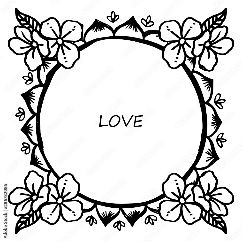 Design frame with simple leaf flower, for element of card love. Vector