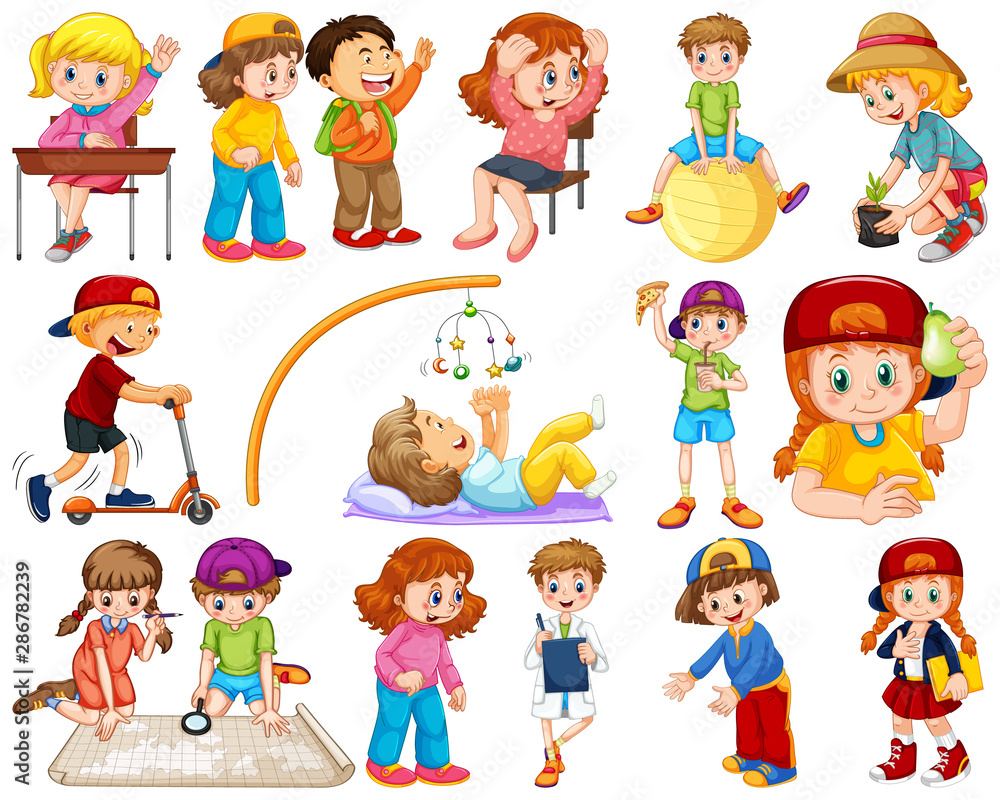 Kids in large group acting our varoous roles Kids in large group acting our varoous roles