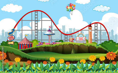 Scene background design with circus rides