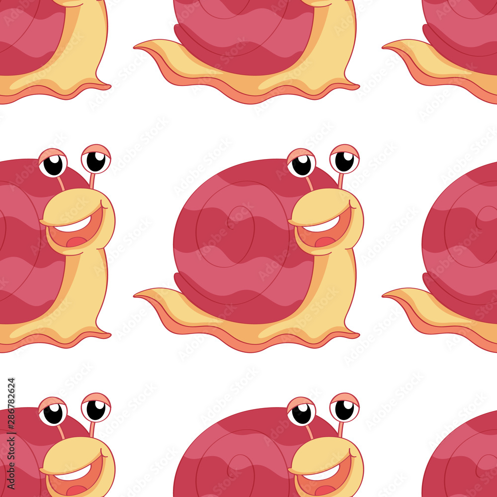 Obraz premium Seamless pattern tile cartoon with snail