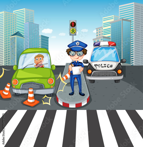 Scene with cars on the road