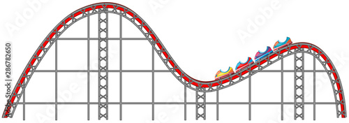 Roller coaster track on white background