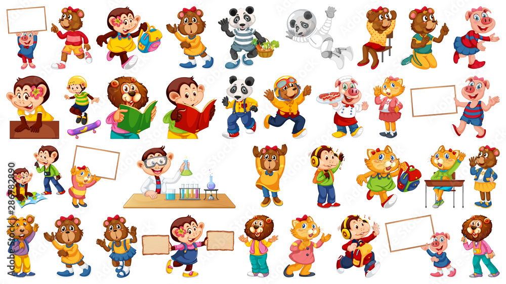 Animals acting in human-like actions and poses Animals acting in human-like actions and poses