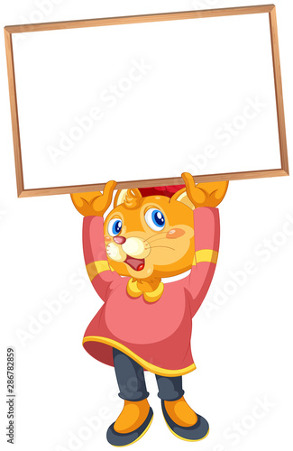 Cute cat holding a sign