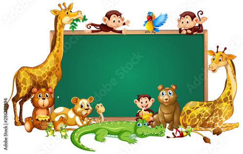 Border template design with cute animals