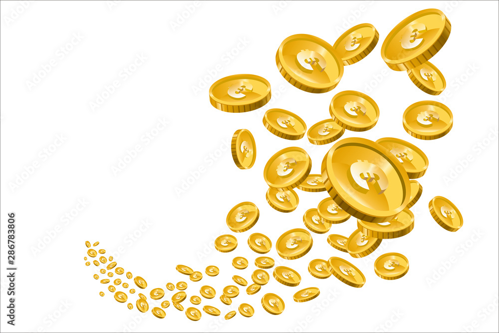 飛び散るコイン お金 ユーロ のイラスト ギャンブル ファイナンス 金融のイメージ Spreading Gold Coins Stock Vector Adobe Stock