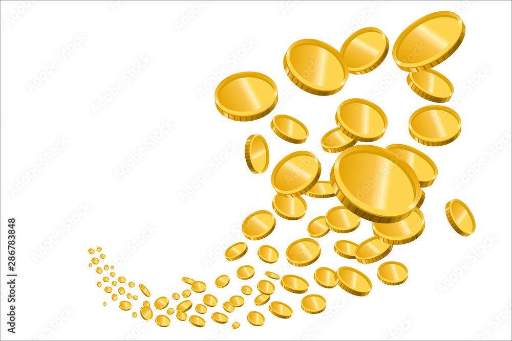 Vecteur Stock 飛び散るコイン お金 のイラスト ギャンブル ファイナンス 金融のイメージ Spreading Gold Coins Adobe Stock