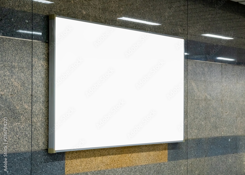 Blank advertising billboard Inside the building. Blank advertising billboard Inside the building.