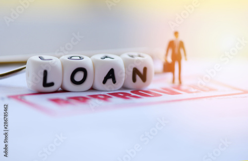 Loan approval Businessman financial Standing on loan application form for lender and borrower for help investment bank estate concept photo