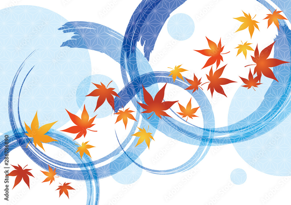 紅葉 波紋 麻の葉模様 秋 背景 Stock Vector Adobe Stock