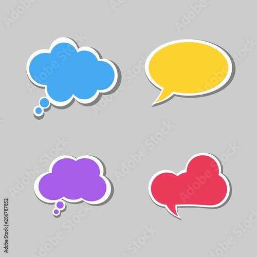 Text balloons with different shapes. Text bubble with full color design.vector design