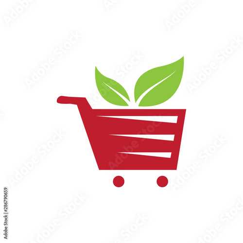 Simple red trolley with leaf logo