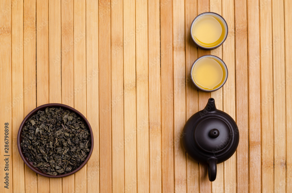 Fototapeta premium Fermented dry green tea leaves.