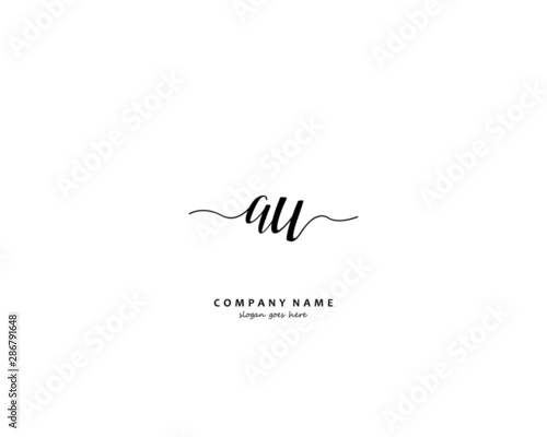 AU Initial handwriting logo vector 
