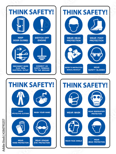 Safety PPE Must Be Worn Sign Isolate On White Background,Vector Illustration