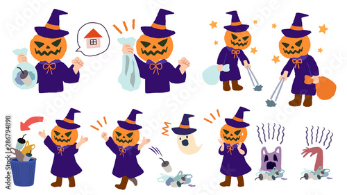 ハロウィン　ゴミ問題　セット