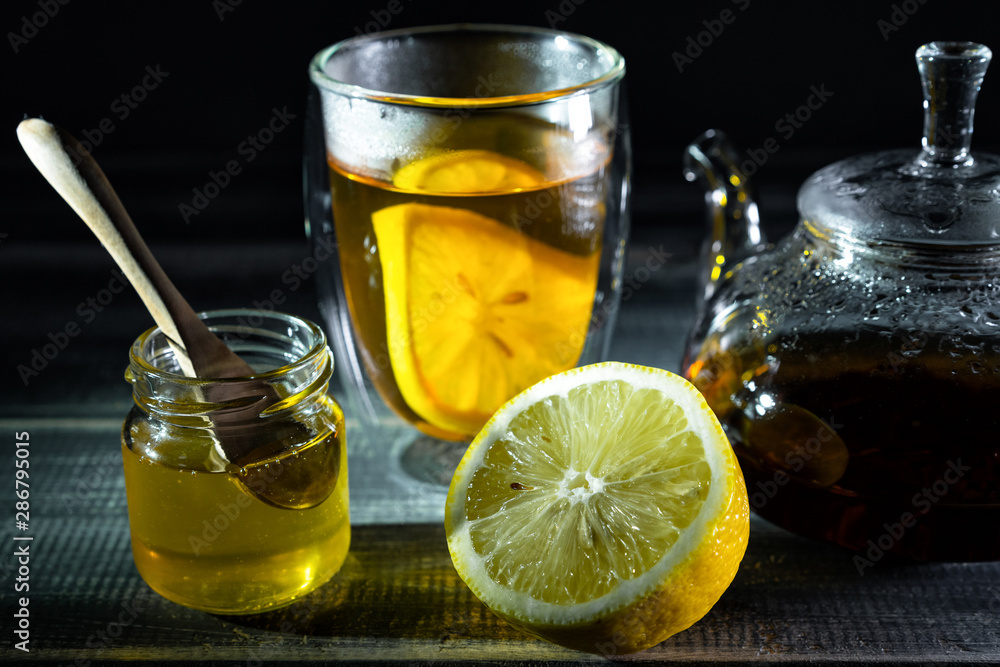 lemon, black tea, honey. Tea party. Teapot. Thermo Mug lemon, black tea, honey. Tea party. Teapot. Thermo Mug