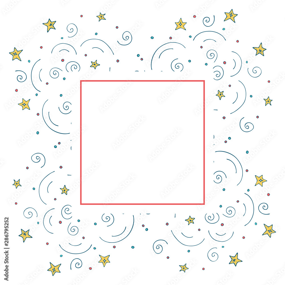 Frame template with doodle magic in action. Frame template with doodle magic in action.