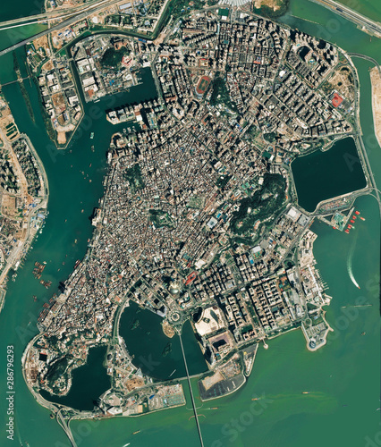 Fototapeta Naklejka Na Ścianę i Meble -  High resolution Satellite image of Macau, China (Isolated imagery of China. Elements of this image furnished by NASA)