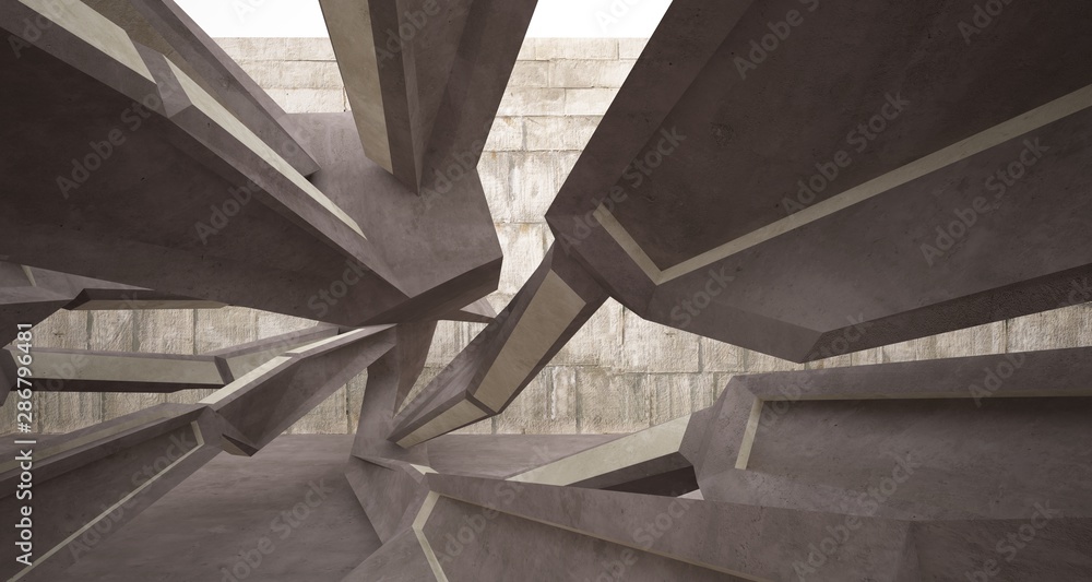 Obraz premium Abstract brown and beige concrete interior. 3D illustration and rendering.