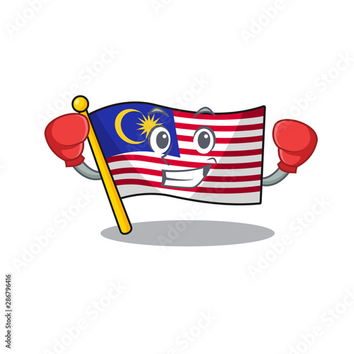 Boxing flag malaysia in the cartoon shape