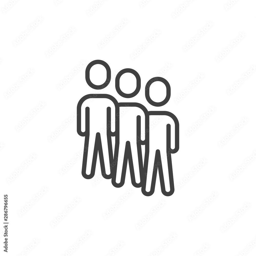 Teamwork group line icon. Staff linear style sign for mobile concept and web design. Three people group outline vector icon. Symbol, logo illustration. Vector graphics Teamwork group line icon. Staff linear style sign for mobile concept and web design. Three people group outline vector icon. Symbol, logo illustration. Vector graphics